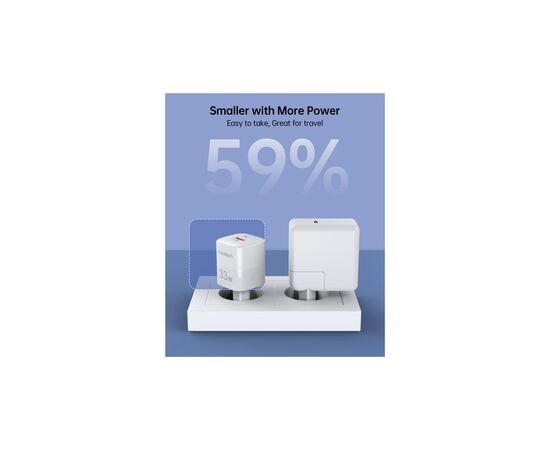 Зарядное устройство Choetech GaN USB-A/USB-C 33W QC3.0/PD/PPS (PD5006-EU-WH), изображение 6 Зарядное устройство Choetech GaN USB-A/USB-C 33W QC3.0/PD/PPS (PD5006-EU-WH), изображение 6