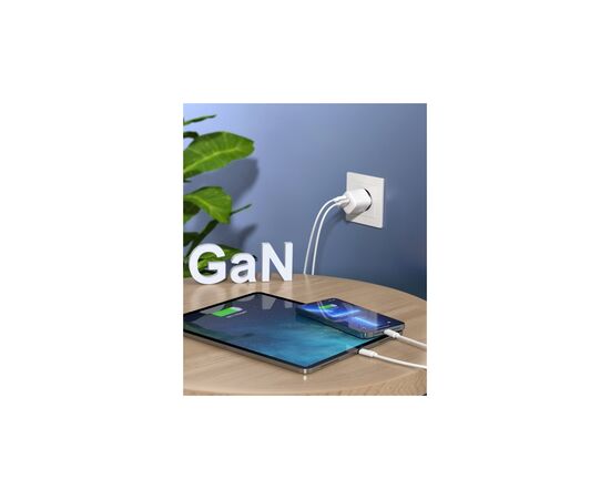 Зарядное устройство Choetech GaN USB-A/USB-C 33W QC3.0/PD/PPS (PD5006-EU-WH), изображение 7 Зарядное устройство Choetech GaN USB-A/USB-C 33W QC3.0/PD/PPS (PD5006-EU-WH), изображение 7