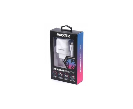 Зарядное устройство Maxxter USB + cable USB-C to Lighting (PD 20W) (WC-PD-CtL-01), изображение 4 Зарядное устройство Maxxter USB + cable USB-C to Lighting (PD 20W) (WC-PD-CtL-01), изображение 4