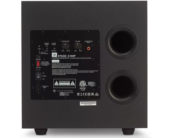 Домашний сабвуфер JBL Stage A100P Black (JBLA100PBLKAS), изображение 5 Домашний сабвуфер JBL Stage A100P Black (JBLA100PBLKAS), изображение 5