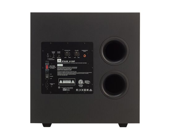 Домашній сабвуфер JBL Stage A120P Black (JBLA120PBLKEB), зображення 5 Домашній сабвуфер JBL Stage A120P Black (JBLA120PBLKEB), зображення 5