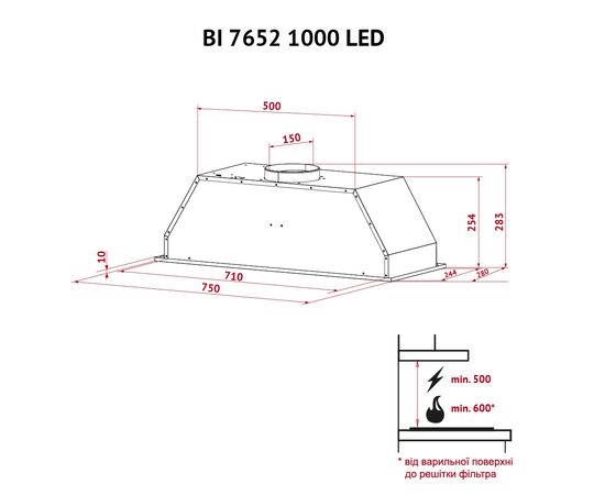 Витяжка кухонна Perfelli BI 7652 BL 1000 LED, зображення 12 Витяжка кухонна Perfelli BI 7652 BL 1000 LED, зображення 12