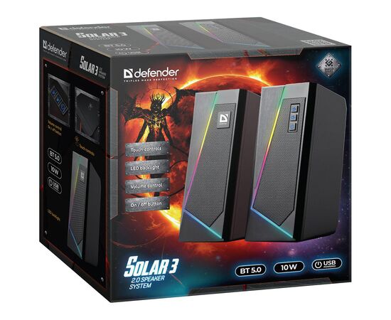 Акустическая система Defender Solar 3 Bluetooth Light USB Black (65103), изображение 3 Акустическая система Defender Solar 3 Bluetooth Light USB Black (65103), изображение 3