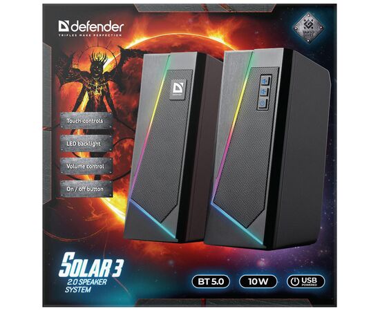 Акустическая система Defender Solar 3 Bluetooth Light USB Black (65103), изображение 4 Акустическая система Defender Solar 3 Bluetooth Light USB Black (65103), изображение 4