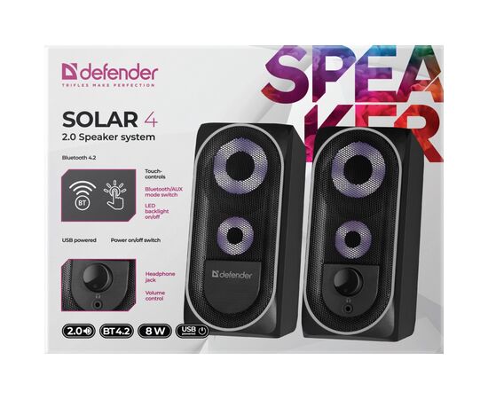 Акустическая система Defender Solar 4 Bluetooth USBBlack (65404), изображение 7