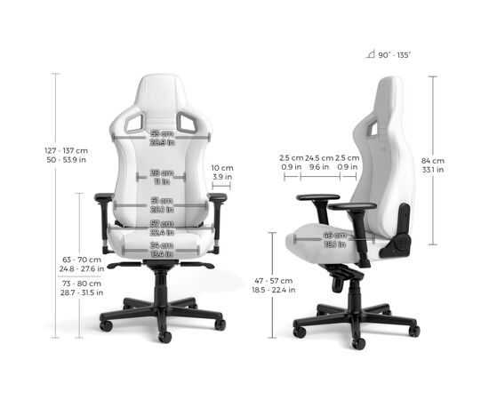 Кресло игровое Noblechairs Epic White Edition (NBL-EPC-PU-WED), изображение 5 Кресло игровое Noblechairs Epic White Edition (NBL-EPC-PU-WED), изображение 5