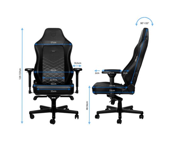 Крісло ігрове Noblechairs HERO Black/Platinum White (NBL-HRO-PU-BPW), зображення 9 Крісло ігрове Noblechairs HERO Black/Platinum White (NBL-HRO-PU-BPW), зображення 9