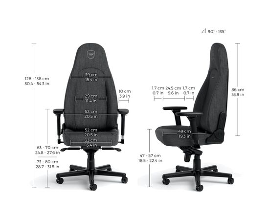 Кресло игровое Noblechairs Icon TX Anthracite (NBL-ICN-TX-ATC), изображение 7 Кресло игровое Noblechairs Icon TX Anthracite (NBL-ICN-TX-ATC), изображение 7