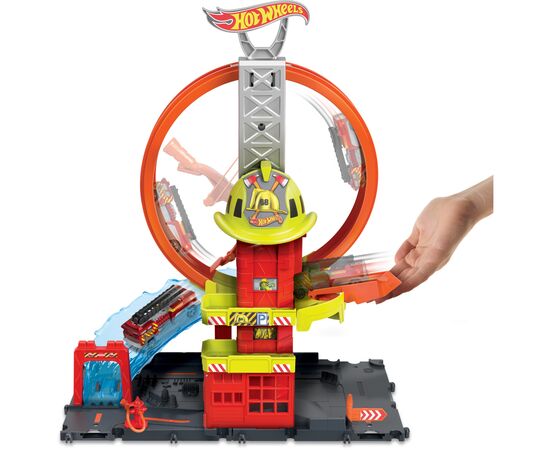 Автотрек Hot Wheels Супер петля с пожарной станцией (HKX41), изображение 2 Автотрек Hot Wheels Супер петля с пожарной станцией (HKX41), изображение 2
