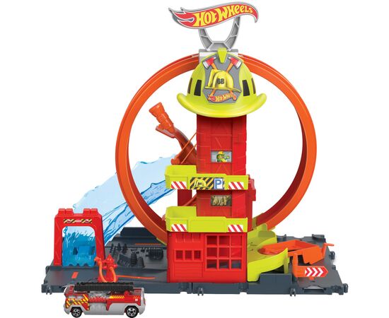 Автотрек Hot Wheels Супер петля с пожарной станцией (HKX41)