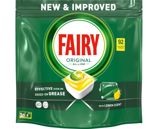 Таблетки для посудомоечных машин Fairy Original All in One Lemon 92 шт. (8006540726945), изображение 2 Таблетки для посудомоечных машин Fairy Original All in One Lemon 92 шт. (8006540726945), изображение 2