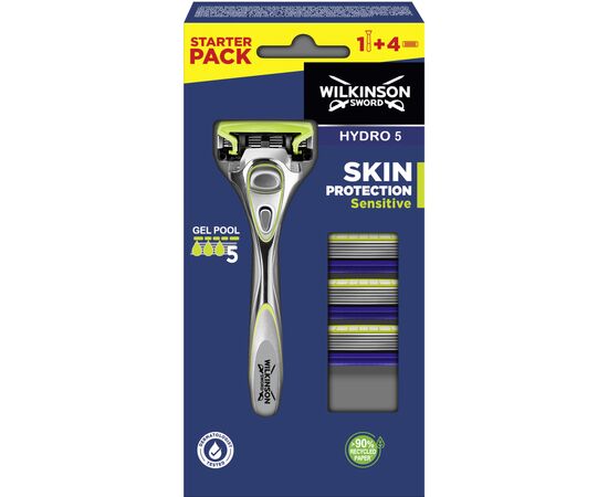 Бритва Wilkinson Sword Hydro 5 Sensitive Clampack + 4 змінні картриджі (4027800216604)