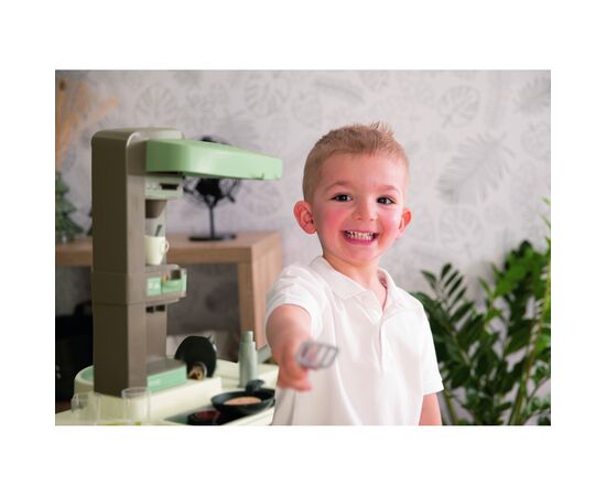 Игровой набор Smoby Большая интерактивная кухня Тефаль Студио с эффектом кипения 34 аксессуара Мятно-серая с белым (311053), изображение 5