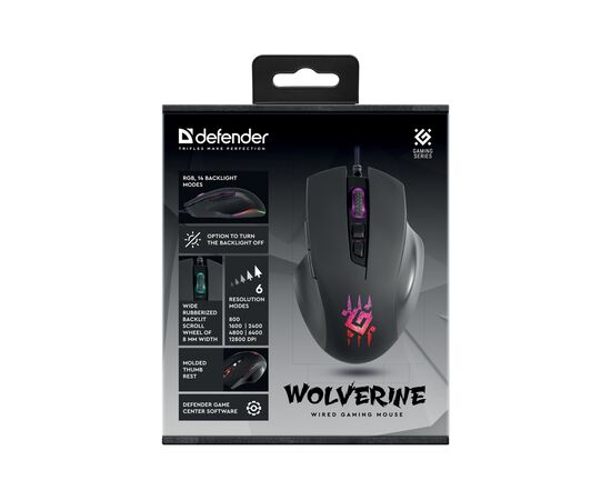 Мишка Defender Wolverine GM-700L RGB USB Black (52700), зображення 7 Мишка Defender Wolverine GM-700L RGB USB Black (52700), зображення 7