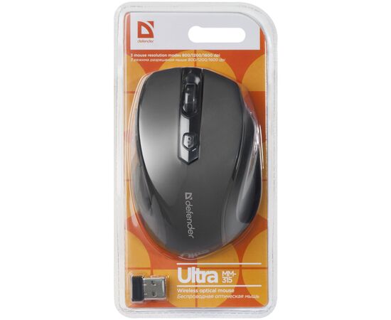 Мышка Defender Ultra MM-315 Wireless Black (52315), изображение 6 Мышка Defender Ultra MM-315 Wireless Black (52315), изображение 6