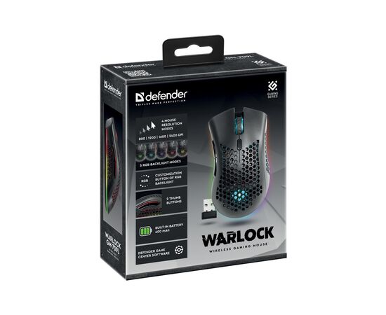 Мишка Defender Warlock GM-709L RGB Wireless Black (52709), зображення 8 Мишка Defender Warlock GM-709L RGB Wireless Black (52709), зображення 8