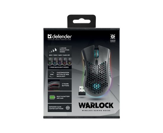 Мишка Defender Warlock GM-709L RGB Wireless Black (52709), зображення 9 Мишка Defender Warlock GM-709L RGB Wireless Black (52709), зображення 9