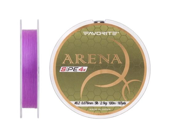 Шнур Favorite Arena PE 4x 100m 0.2/0.076mm 5lb/2.1kg Purple (1693.11.01), зображення 2 Шнур Favorite Arena PE 4x 100m 0.2/0.076mm 5lb/2.1kg Purple (1693.11.01), зображення 2
