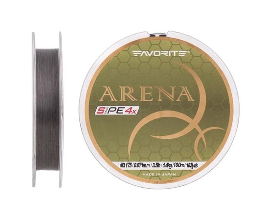 Шнур Favorite Arena PE 4x 100m 0.175/0.071mm 3.5lb/1.4kg Silver Gray (1693.10.92), зображення 2 Шнур Favorite Arena PE 4x 100m 0.175/0.071mm 3.5lb/1.4kg Silver Gray (1693.10.92), зображення 2