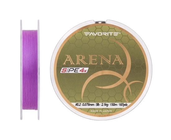 Шнур Favorite Arena PE 4x 150m 0.175/0.071mm 3.5lb/1.4kg Purple (1693.10.96), зображення 2 Шнур Favorite Arena PE 4x 150m 0.175/0.071mm 3.5lb/1.4kg Purple (1693.10.96), зображення 2