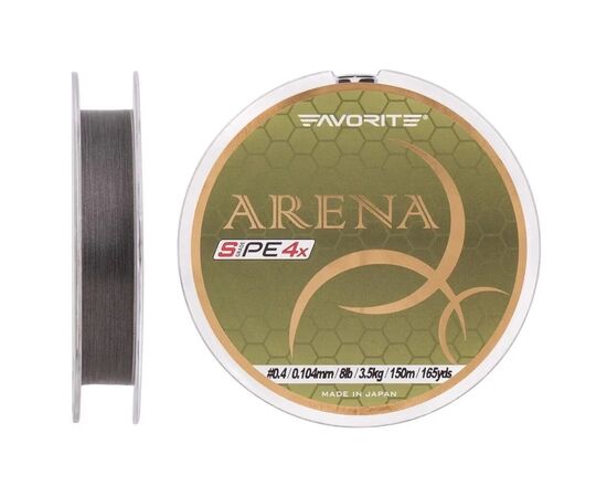 Шнур Favorite Arena PE 4x 150m 0.4/0.104mm 8lb/3.5kg Silver Gray (1693.10.91), зображення 2 Шнур Favorite Arena PE 4x 150m 0.4/0.104mm 8lb/3.5kg Silver Gray (1693.10.91), зображення 2