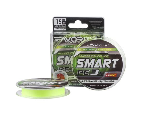 Шнур Favorite Smart PE 3x 150м 0.5/0.117mm 9lb/4.1kg Fl.Yellow (1693.10.55)