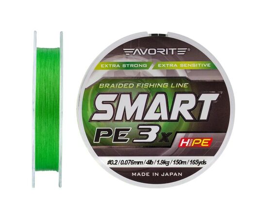 Шнур Favorite Smart PE 3x 150м 0.2/0.076mm 4lb/1.9kg Light Green (1693.10.61), зображення 2 Шнур Favorite Smart PE 3x 150м 0.2/0.076mm 4lb/1.9kg Light Green (1693.10.61), зображення 2