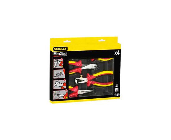 Набор инструментов Stanley MAXSTEEL VDE 1000V шарнирно-губцевых электрика 4 шт. (4-84-489), изображение 2 Набор инструментов Stanley MAXSTEEL VDE 1000V шарнирно-губцевых электрика 4 шт. (4-84-489), изображение 2