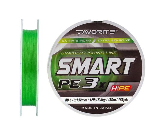 Шнур Favorite Smart PE 3x 150м 0.6/0.132mm 12lb/5.4kg Light Green (1693.10.66), зображення 2 Шнур Favorite Smart PE 3x 150м 0.6/0.132mm 12lb/5.4kg Light Green (1693.10.66), зображення 2