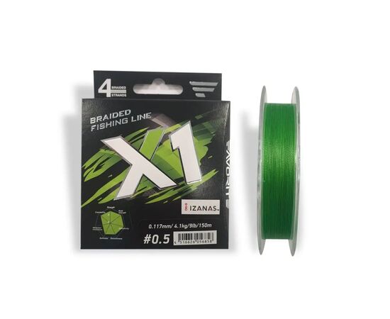 Шнур Favorite X1 PE 4x 150m 0.5/0.117mm 9lb/4.1kg Light Green (1693.11.27)