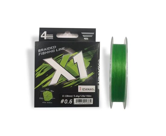 Шнур Favorite X1 PE 4x 150m 0.6/0.128mm 12lb/5.4kg Light Green (1693.11.28)
