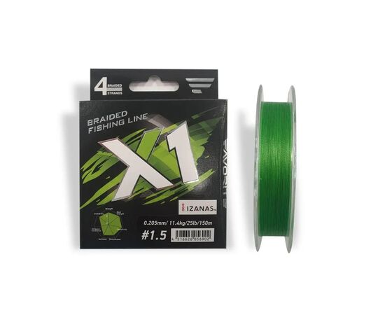 Шнур Favorite X1 PE 4x 150m 1.5/0.205mm 25lb/11.4kg Light Green (1693.11.32)