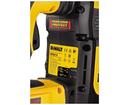 Перфоратор DeWALT бесщёточный, SDS-MAX, 54 В, 10.5 Дж, 2 реж. (без АКБ и ЗУ) (DCH614N), изображение 4 Перфоратор DeWALT бесщёточный, SDS-MAX, 54 В, 10.5 Дж, 2 реж. (без АКБ и ЗУ) (DCH614N), изображение 4