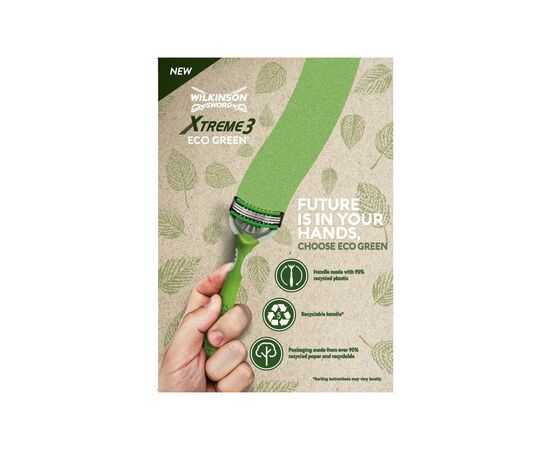 Бритва Wilkinson Sword Xtreme3 Eco Green 4 шт. (4027800175000), зображення 7 Бритва Wilkinson Sword Xtreme3 Eco Green 4 шт. (4027800175000), зображення 7