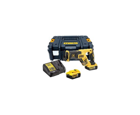 Шабельна пила DeWALT 18В XR Li-lon, безщіткова, 0 - 2900 хід/хв, 2x5Ah, ЗУ, кейс TSTAK (DCS367P2)