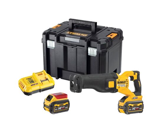 Сабельная пила DeWALT 54В XR FLEXVOLT Li-lon 2 Ач, 0 - 3000 ход/мин, 3.54 кг, кейс TSTAK (DCS389T2), изображение 3 Сабельная пила DeWALT 54В XR FLEXVOLT Li-lon 2 Ач, 0 - 3000 ход/мин, 3.54 кг, кейс TSTAK (DCS389T2), изображение 3