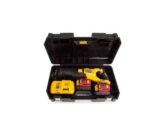Сабельная пила DeWALT 54В XR FLEXVOLT Li-lon, 0 - 3000 ход/мин, 3.54 кг, 2x6Ah/2Ah, кейс (DCS388T2), изображение 3 Сабельная пила DeWALT 54В XR FLEXVOLT Li-lon, 0 - 3000 ход/мин, 3.54 кг, 2x6Ah/2Ah, кейс (DCS388T2), изображение 3
