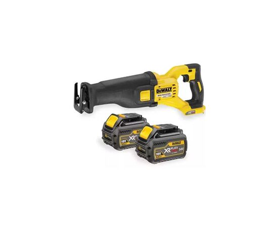 Сабельная пила DeWALT 54В XR FLEXVOLT Li-lon, 0 - 3000 ход/мин, 3.54 кг, 2x6Ah/2Ah, кейс (DCS388T2)