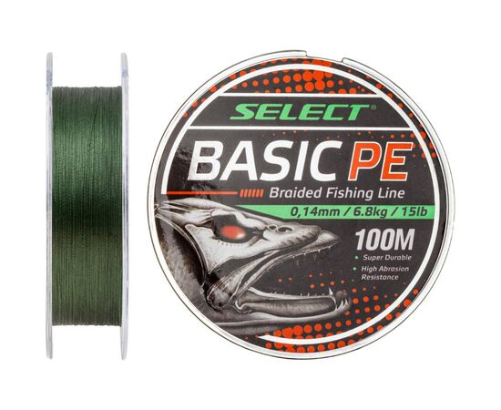 Шнур Select Basic PE 100m Dark Green 0.22mm 30lb/13.6kg (1870.27.66)