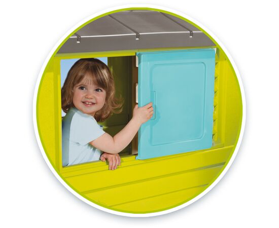 Игровой домик Smoby Радужный с ставнями Салатовый 110 х 98 х 127 см (810723), изображение 5 Игровой домик Smoby Радужный с ставнями Салатовый 110 х 98 х 127 см (810723), изображение 5