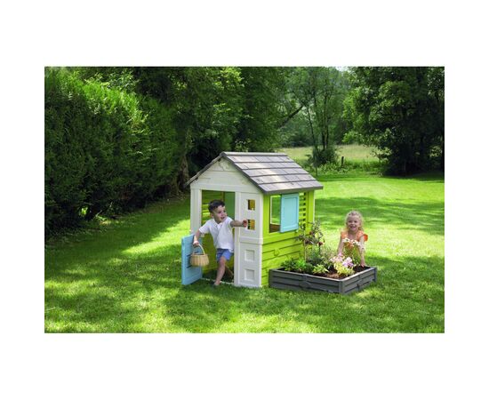 Игровой домик Smoby Садовый 2 в 1 с песочницей или грядкой 174 х 110 х 127 см (810728), изображение 3 Игровой домик Smoby Садовый 2 в 1 с песочницей или грядкой 174 х 110 х 127 см (810728), изображение 3