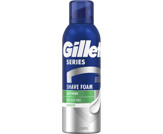 Пена для бритья Gillette Series Для чувствительной кожи с алоэ вера 200 мл (8001090870926), изображение 2 Пена для бритья Gillette Series Для чувствительной кожи с алоэ вера 200 мл (8001090870926), изображение 2