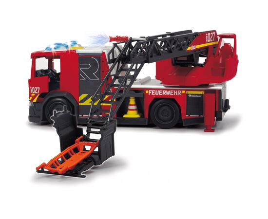 Спецтехніка Dickie Toys Пожежна машина Сканія з телескопічною драбиною, зі звуком і світловими ефектами 35 см (3716017), зображення 3 Спецтехніка Dickie Toys Пожежна машина Сканія з телескопічною драбиною, зі звуком і світловими ефектами 35 см (3716017), зображення 3