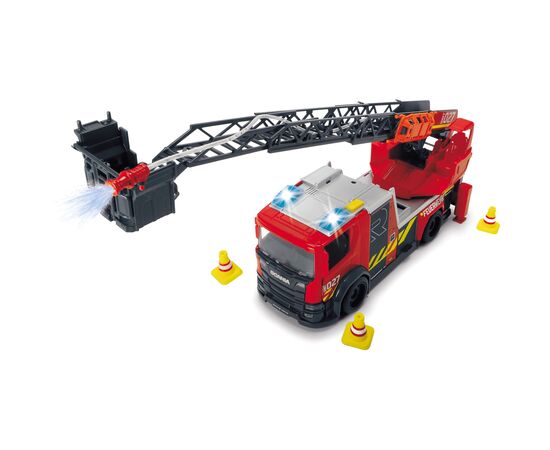 Спецтехніка Dickie Toys Пожежна машина Сканія з телескопічною драбиною, зі звуком і світловими ефектами 35 см (3716017), зображення 4 Спецтехніка Dickie Toys Пожежна машина Сканія з телескопічною драбиною, зі звуком і світловими ефектами 35 см (3716017), зображення 4