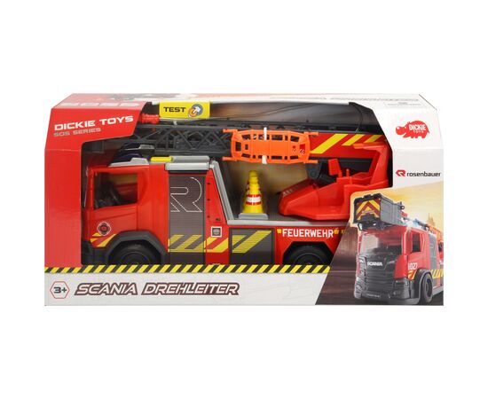 Спецтехніка Dickie Toys Пожежна машина Сканія з телескопічною драбиною, зі звуком і світловими ефектами 35 см (3716017), зображення 6 Спецтехніка Dickie Toys Пожежна машина Сканія з телескопічною драбиною, зі звуком і світловими ефектами 35 см (3716017), зображення 6
