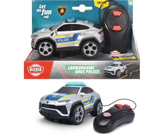 Машина Dickie Toys Полицейская машина Ламборгини Урус на дистанционном управлении со световым эффектом 13 см (3712023), изображение 7 Машина Dickie Toys Полицейская машина Ламборгини Урус на дистанционном управлении со световым эффектом 13 см (3712023), изображение 7