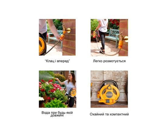 Поливочный шланг HoZelock с катушкой d12,5мм 10м+4 коннектора Микро Click & Go (10571), изображение 7