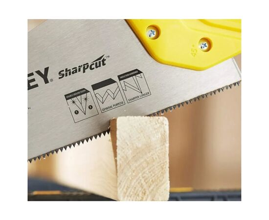 Ножовка Stanley SHARPCUT с закаленными зубьями, L=550мм, 11 tpi. (STHT20372-1), изображение 3 Ножовка Stanley SHARPCUT с закаленными зубьями, L=550мм, 11 tpi. (STHT20372-1), изображение 3