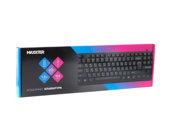 Клавиатура Maxxter KBM-U01-UA USB Black (KBM-U01-UA), изображение 3 Клавиатура Maxxter KBM-U01-UA USB Black (KBM-U01-UA), изображение 3