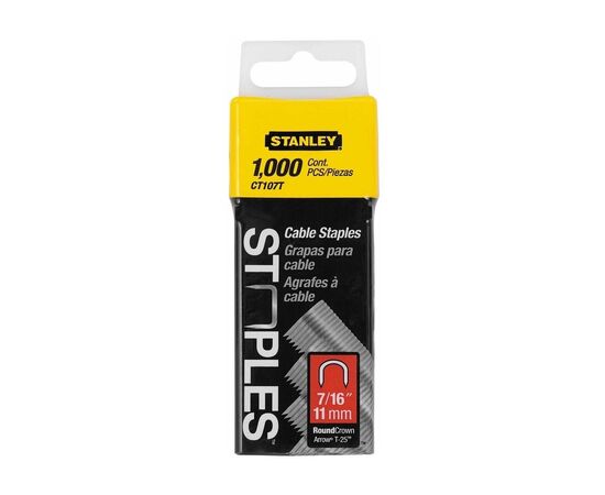 Скобы для строительного степлера Stanley CABLE, тип 7, L11мм, полукруглые, для крепления кабеля, 1000шт (1-CT107T)